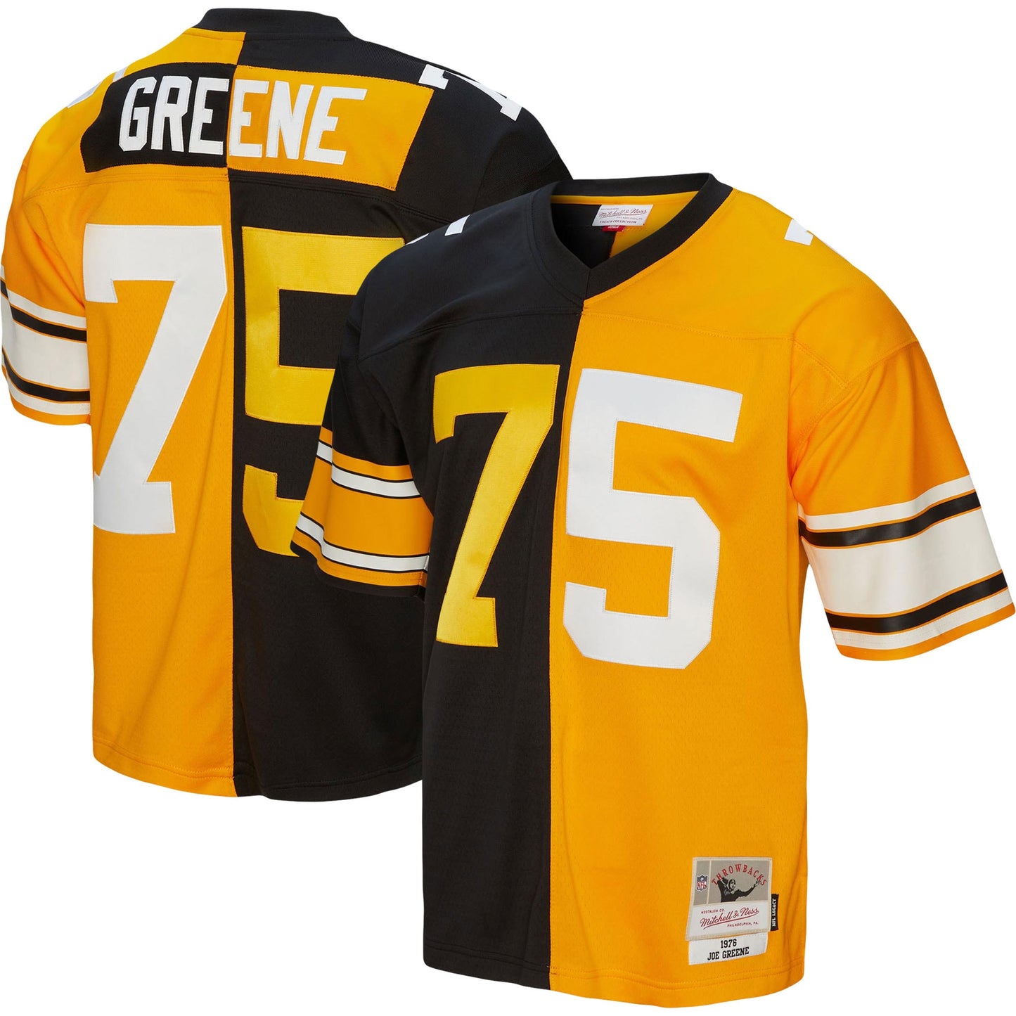 Joe Greene Pittsburgh Steelers Mitchell & Ness 1976 Split Legacy Replica Jersey - Black/Gold