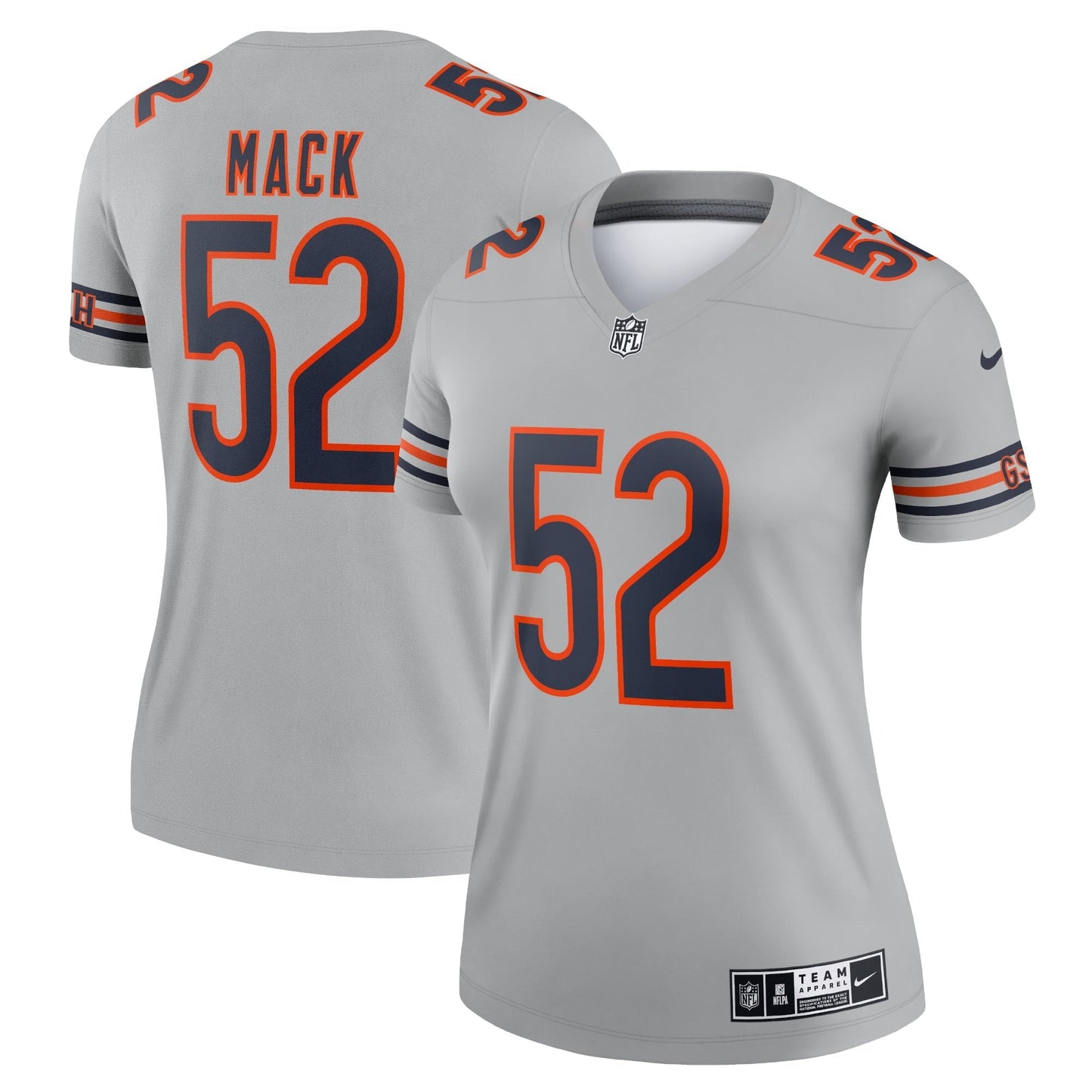 Women's Nike Khalil Mack Gray Chicago Bears Inverted Legend Jersey